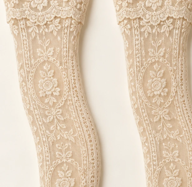 Vivienne Medallion Thigh-Highs lace and cuff detail